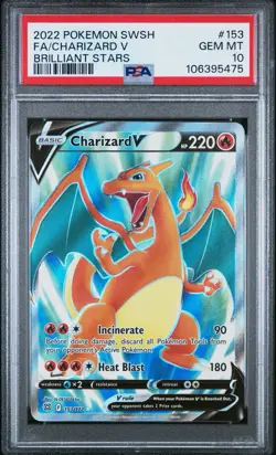 Pokemon Charizard v Full Art Ultra Rare Holo Card 153/172 Brilliant Stars - Image 1