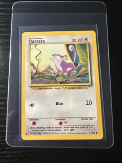 Rattata 61/102 Base Set Unlimited WOTC Vintage Pokemon - Image 1
