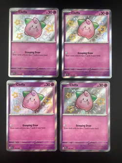 Pokemon TCG Scarlet & Violet: Paldean Fates Cleffa 150/091 x4 Holo Shiny Rare NM - Image 1