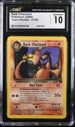CGC 10 GEM MINT Charizard 21/82 Unlimited 2000 Pokemon Team Rocket Pop 43 - Image 1