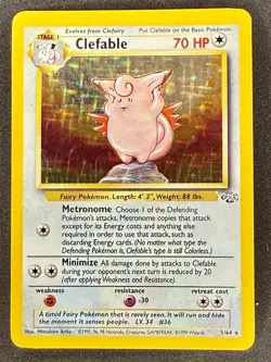 Pokemon TCG Clefable Jungle 1/64 Holo Unlimited Holo Rare Nm - Image 1
