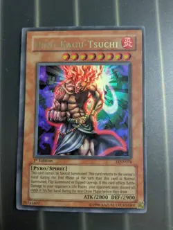 Yugioh Hino-Kagu-Tsuchi Legacy of Darkness 1st Edition Ultra Rare LOD-070 Konami - Image 1