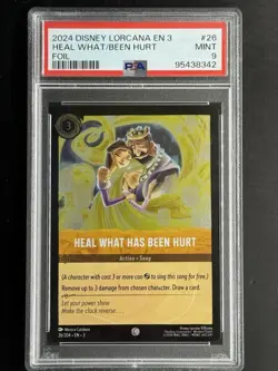 2024 Disney Lorcana EN 3 Heal What Has Been Hurt Foil Parallel #26 PSA 9 - Image 1