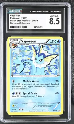 CGC 8.5 Vaporeon 2013 Black Star Promos BW89 Holo Pokemon Card - Image 1