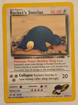 Rocket's Snorlax Gym Heroes 33/132 Rare Pokemon Card - Image 1