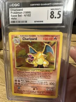 CGC 8.5 Charizard 4/102 1999 Base Set Holo Pokemon Card not PSA glurak - Image 1