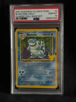 PSA 10 Blastoise Holo #2 2021 Celebrations Classic Collection Pokemon TCG - Image 1