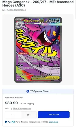Pokemon TCG Mega Gengar Ex 269/217 Ascended Heroes Mega Attack Rare NM Card - Image 1