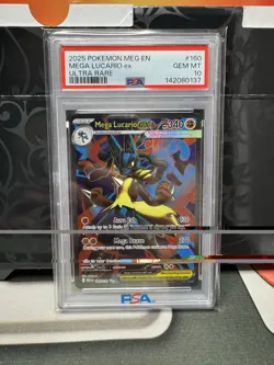 2025 Pokemon Mega Evolution Mega Lucario EX Ultra Rare PSA 10 - Image 1