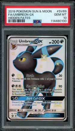 Pokemon PSA 10 Umbreon GX SV69/SV94 Sun & Moon Hidden Fates Shiny Vault Mint - Image 1