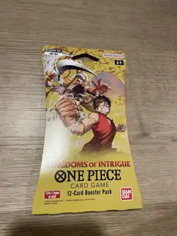 One Piece KINGDOMS OF INTRIGUE English Sleeved Booster OP-04 Sealed 12-Card Pack - Image 1