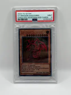 2024 YU-GI-OH! STAINLESS STEEL CARDS SAINT DRAGON-THE GOD OF OSIRIS PSA 9 - Image 1