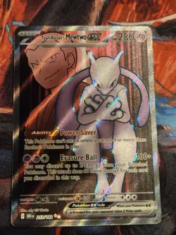Pokemon TCG Destined Rivals Team Rockets Mewtwo EX Card 213/182 Ultra Rare - Image 1