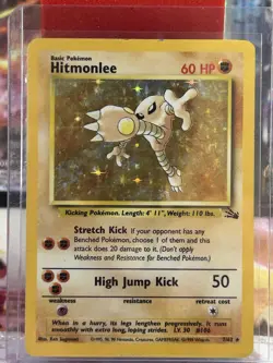 Pokemon Hitmonlee Fossil 7/62 Holo Rare 60 HP Basic 1999 Wizards Card - Image 1