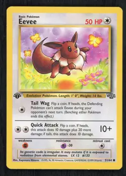 Pokemon Eevee 51/64 Jungle 1st Edition Card NM - Image 1