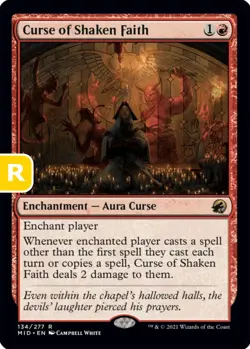 MTG Curse of Shaken Faith Midnight Hunt Rare Enchantment Aura Curse NM - Image 1
