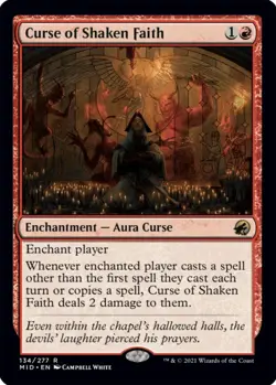 MTG Curse of Shaken Faith Midnight Hunt Rare Enchantment Aura Curse NM - Image 2