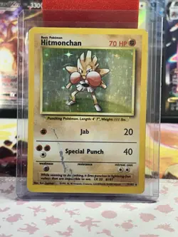 Pokemon Hitmonchan Base Set 7/102 Holo Rare 70 HP Basic 1999 Wizards Card - Image 1