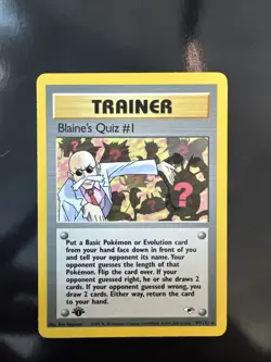 Pokemon Gym Heroes Trainer Blaine’s Quiz #1 NM 1st Edition 97/132 - Image 1