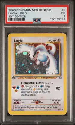 2000 POKEMON NEO GENESIS 1ST ED #9 LUGIA-HOLO PSA 1 - Image 1