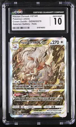 CGC Gem Mint 10: Hisuian Zoroark VSTAR (GG56/GG70) Pokemon Crown Zenith (EN) - Image 1