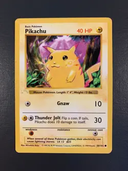 Pikachu Base Set 58/102 1st Edition Shadowless Ghost Stamp Error Pokemon TCG - Image 2