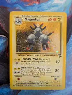 Pokemon TCG Magneton 9/130 Base Set 2 Unlimited Holo Rare - Image 1