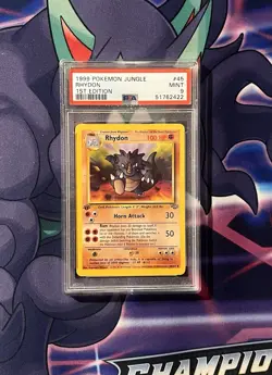 1999 POKEMON JUNGLE 1ST ED #45 RHYDON PSA 9 - Image 1