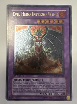Yugioh Evil Hero Inferno Wing GLAS-EN038 Ultimate Rare 1st Edition - Image 1