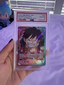Bandai One Piece CCG Monkey D. Luffy Leader Alt Art Foil OP01-003 PSA 10 2022 - Image 1