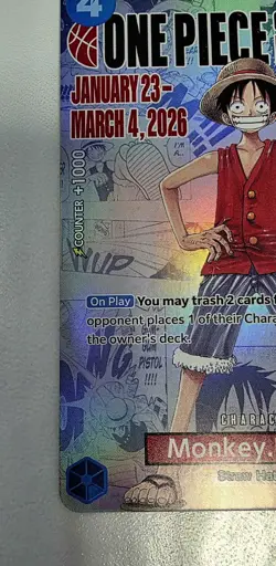Bandai Nco One Piece Monkey.D.Luffy College US Voyage Card P-055 - Image 4