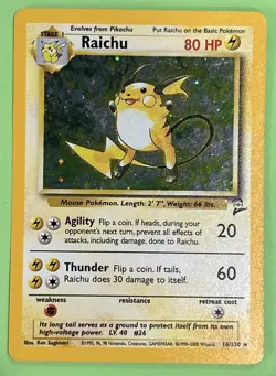 Pokemon Raichu Base Set 2 16/130 Holo Rare NO PLAY CLEAN CARD - Image 1