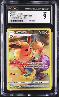 CGC 9 Flareon 2022 Brilliant Stars TG01/TG30 Trainer Gallery Holo Pokemon Card - Image 1