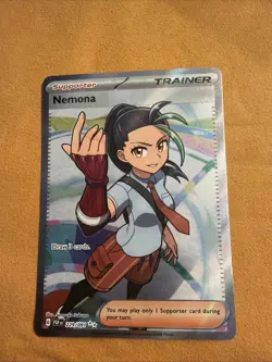 Pokemon TCG Nemona Trainer Paldean Fates Full Art Holo Ultra Rare Card 229/091 - Image 1