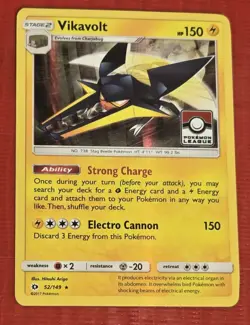 Vikavolt Holo Rare League Promo Pokemon Card Sun & Moon 52/149 - Image 1