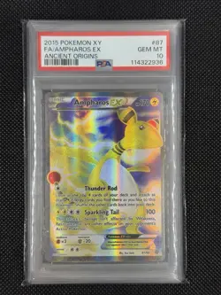 2015 POKEMON XY ANCIENT ORIGINS #87 FULL ART/AMPHAROS EX PSA 10 - Image 1