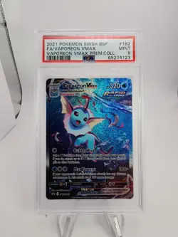 2021 POKEMON SWSHPREMIUM COLLECTION PROMO #182 FULL ART/VAPOREON VMAX PSA 9 - Image 1