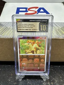 Pokemon 2023 Ponyta 151 #77 Master Ball Reverse Holo Japanese CGC 10 PRISTINE - Image 1