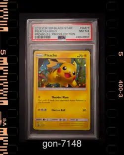 2017 POKEMON SM BLACK STAR PROMO SHINING LEGENDS PIN COLL PIKACHU PSA 8 NM-MT - Image 1