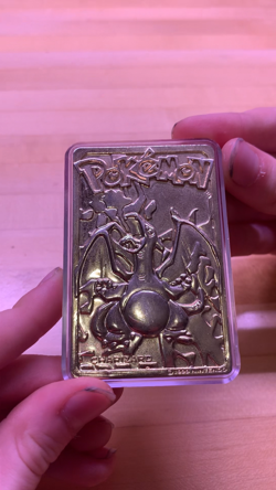 23K Gold Plated CHARIZARD Trading Card 1999 Burger King Pokemon in Plastic Case - Image 2