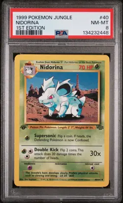 POKEMON CARD 1999 PSA 8 MINT JUNGLE SET 1ST EDITION #40 Nidorina - Image 1