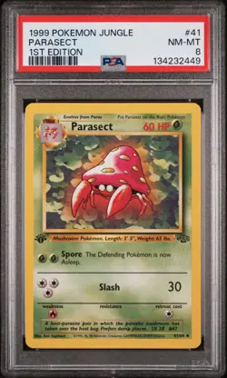 POKEMON CARD 1999 PSA 8 MINT JUNGLE SET 1ST EDITION #41 Parasect - Image 1