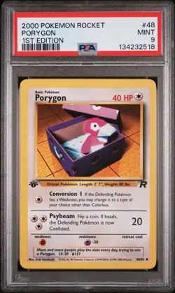 POKEMON CARD PSA 9 MINT Team Rocket 1ST Edition #48 Porygon - Image 1