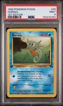 POKEMON CARD 1999 PSA 9 MINT Fossil SET 1ST EDITION #49 Horsea - Image 1