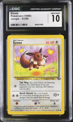 CGC 10 Eevee 51/64 Jungle Pokemon Card - Image 1