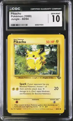 CGC 10 Pikachu 60/64 Jungle Pokemon Card - Image 1