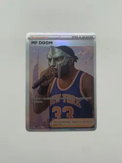 MF DOOM Trainer Pokemon HOLO TCG Custom Trading Card Illustration Rare NY KNICKS - Image 1