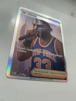 MF DOOM Trainer Pokemon HOLO TCG Custom Trading Card Illustration Rare NY KNICKS - Image 2