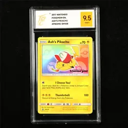 TQG 9.5 MINT+ 2017 Pokemon ENG Ash's Pikachu SM108 Promo - Image 1