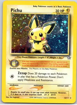 POKEMON TCG PICHU 12/111 N1 HOLO RARE NEO GENESIS POKEMON CREASE - Image 1